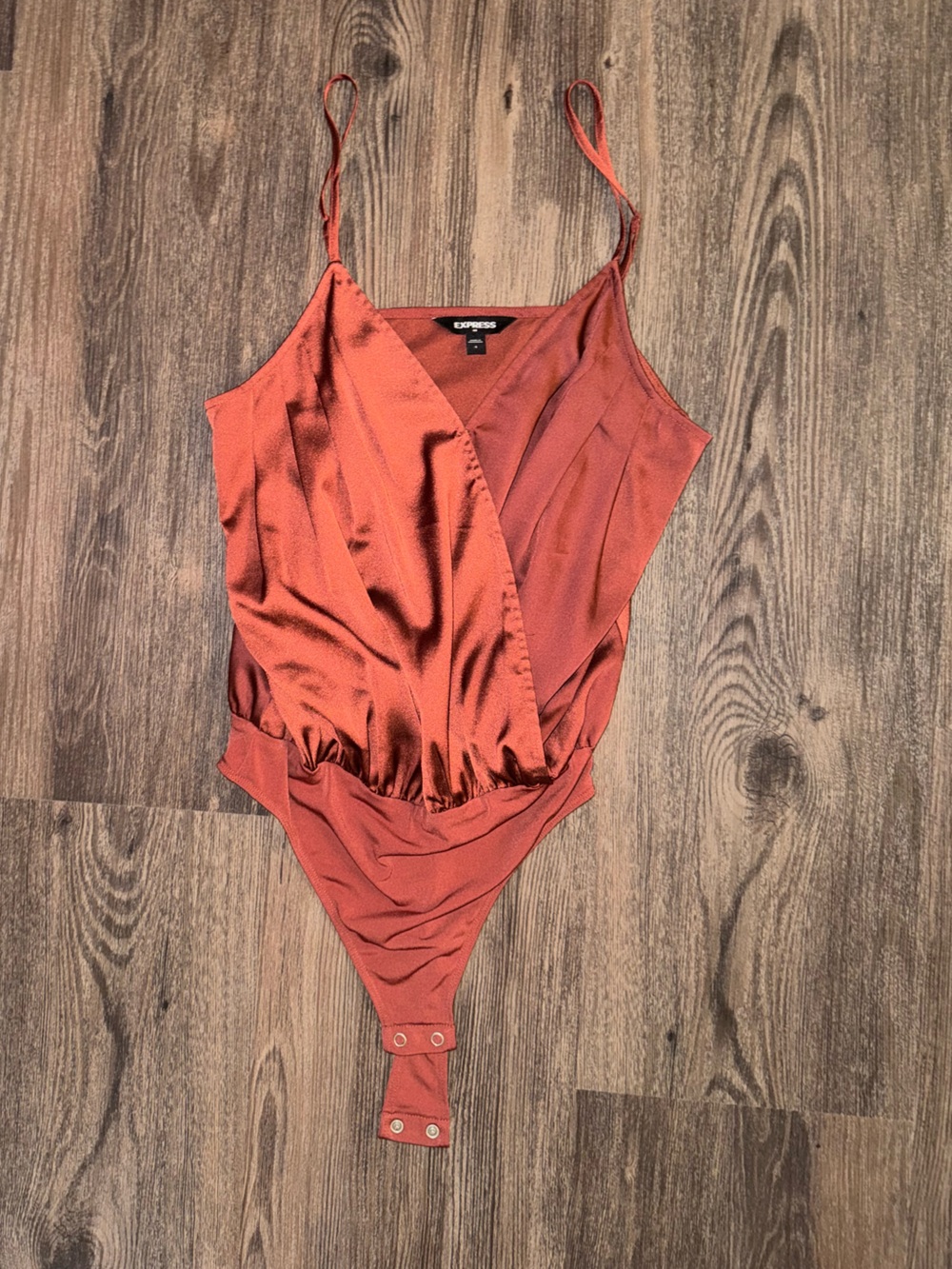 Express Satin Bodysuit in Rust